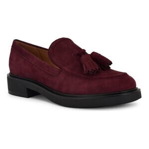 Nine West Women's Roker Slip-On Round Toe Casual Loafers Burgundy Suede Size 9.5